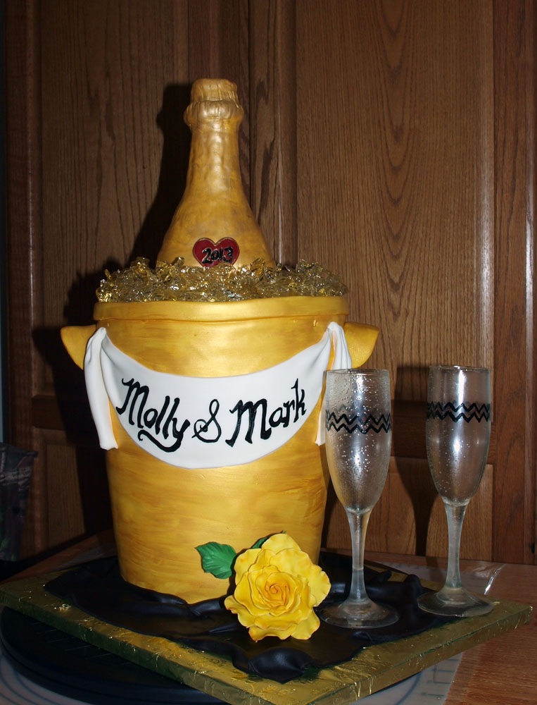 Champagne Bucket and Bottle Cake