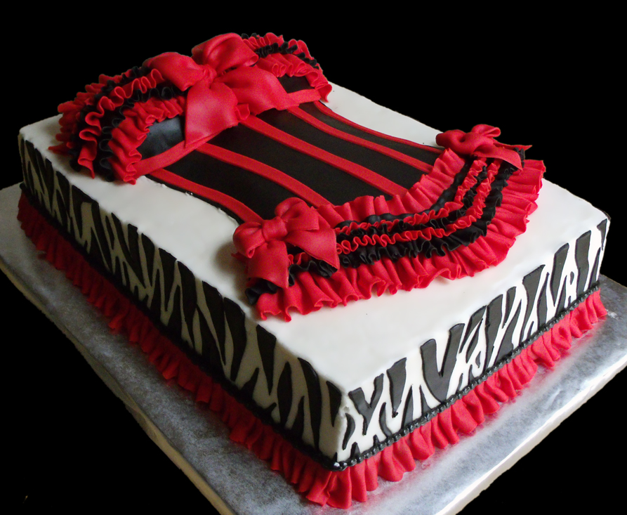 Red and Black Bustier Bachelorette Party Cake