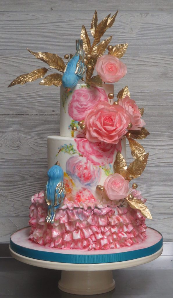 Pink Gold Garden Party Cake