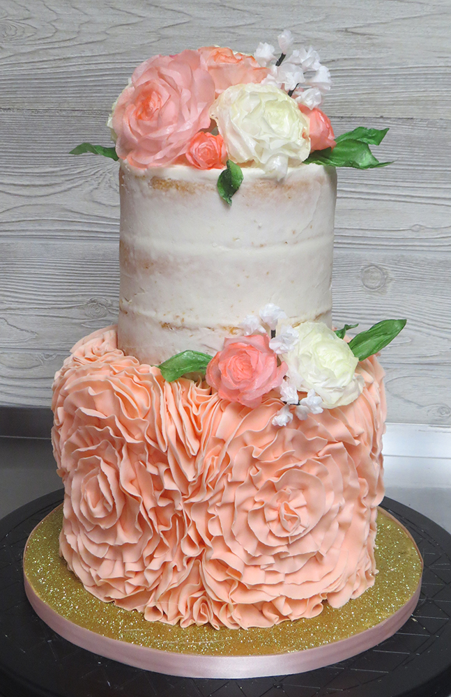 Vintage Ruffles and Roses Cake