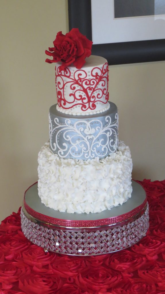 Red and Silver Anniversary Cake