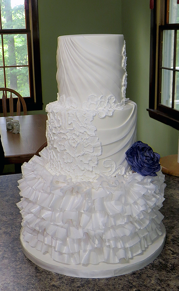 Ruffles Lace Ruching Wedding Dress Cake