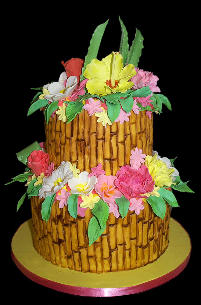 Tropical Hawaiian Hibiscus Bamboo Cake