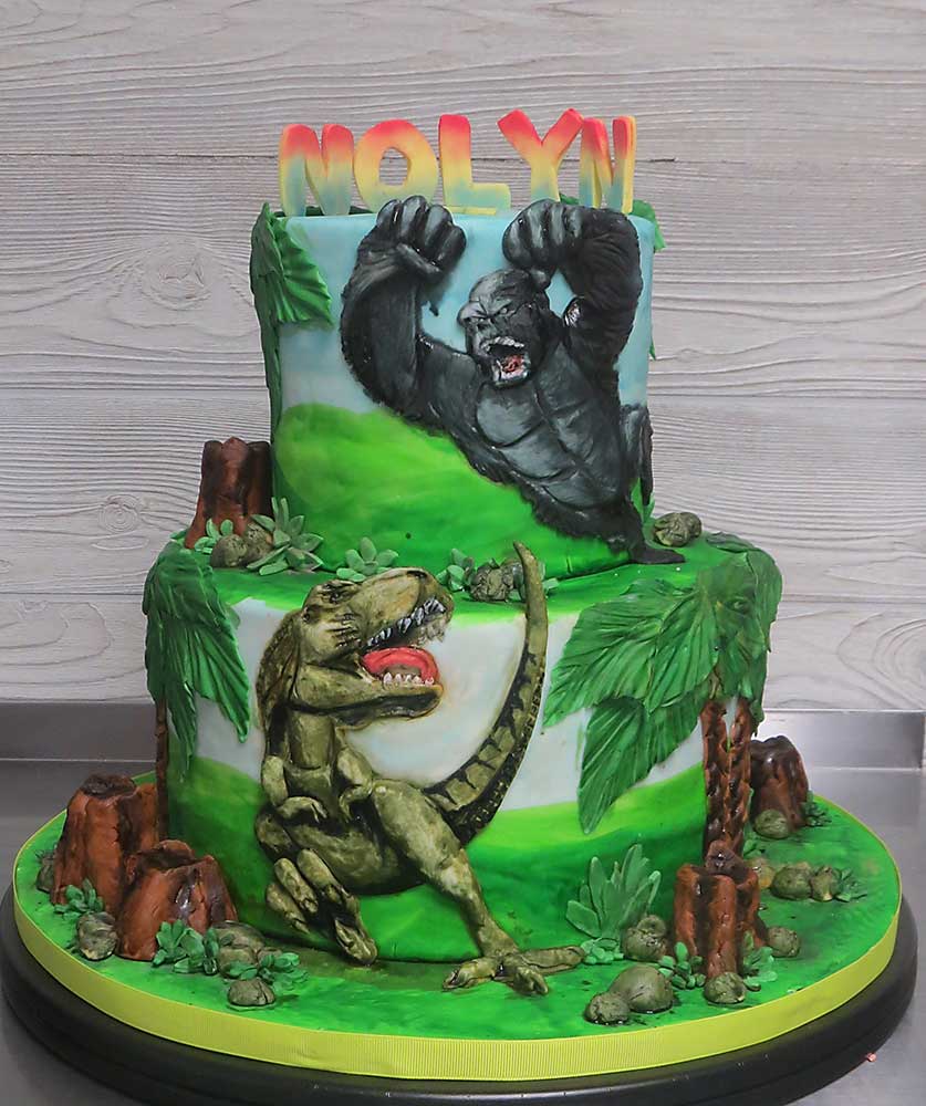King Kong vs T-Rex Birthday Cake