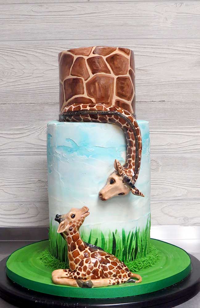 Mama and Baby Giraffe Shower Cake