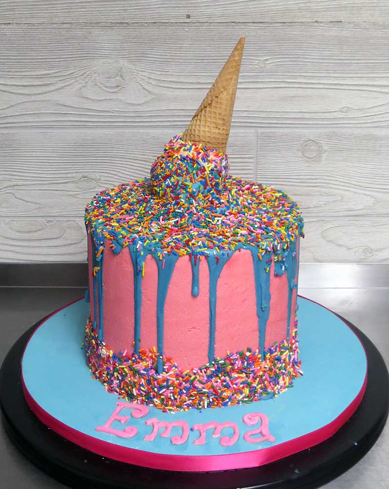 Ice Cream Candy Drips Sprinkles Cake