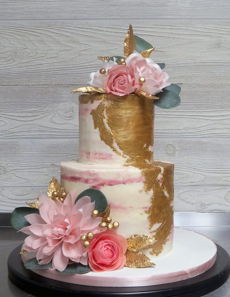 Blush Pink and Gold Bridal Shower Cake