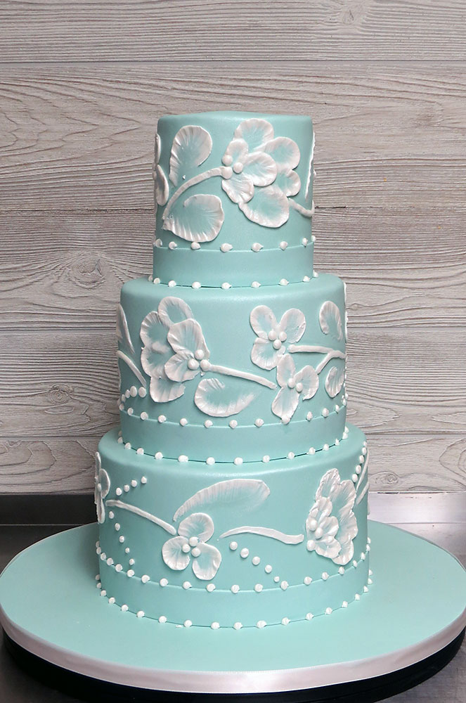 Pale Blue Brush Embroidery Cake