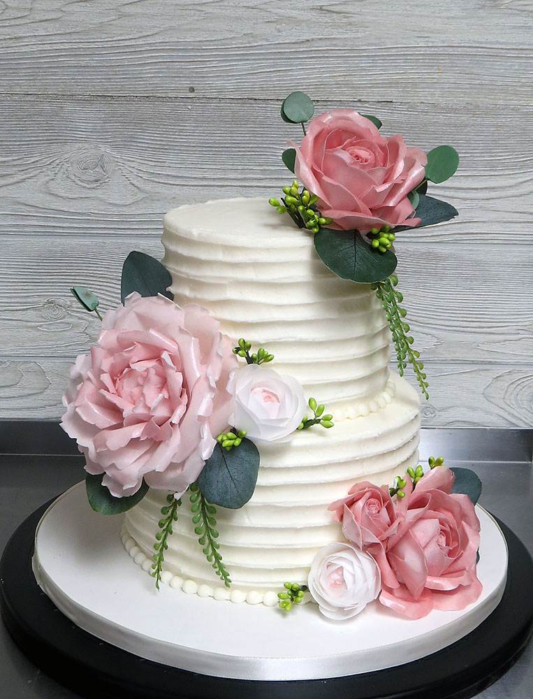 Pink Peonies and Roses Bridal Shower Cake