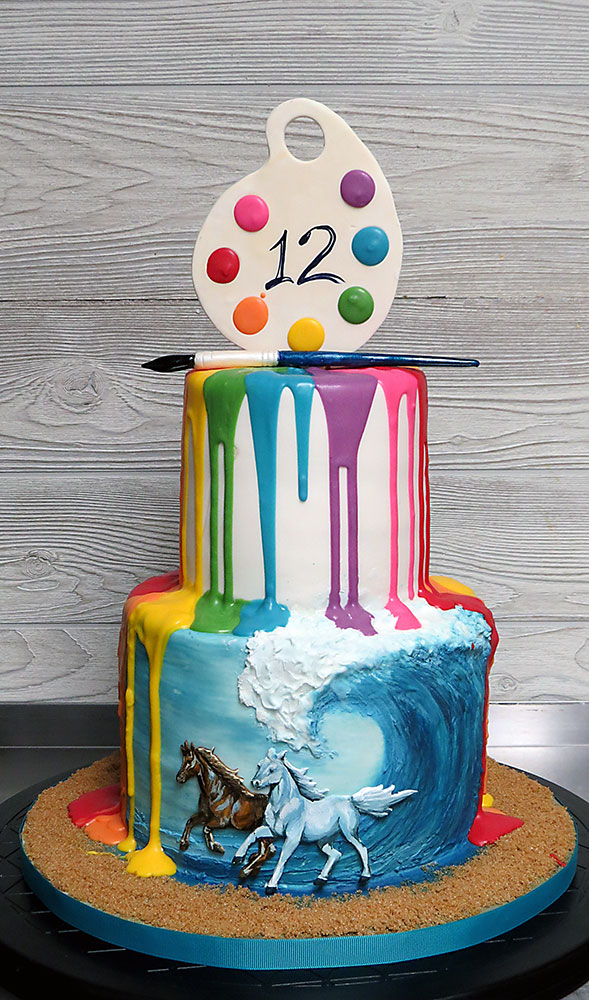 Painting Artist Horses Beach Birthday Cake