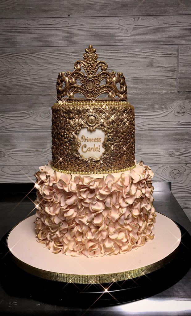 Pink and Gold Sparkly Princess Cake