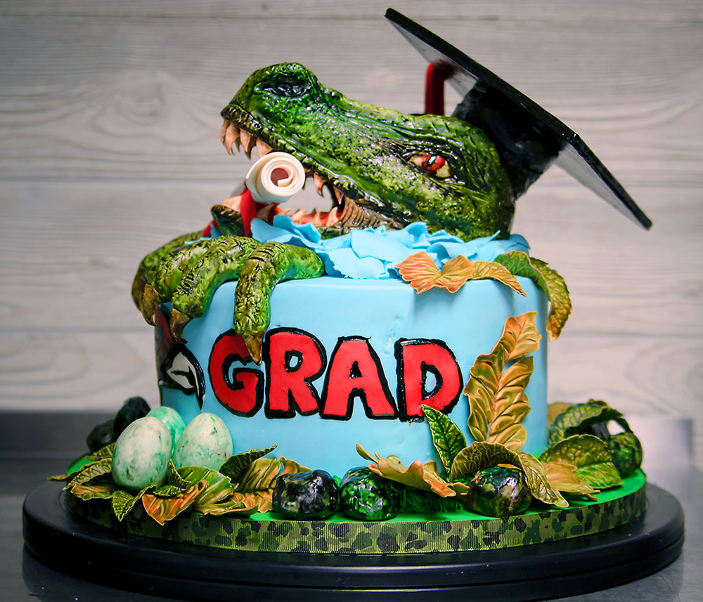 Dinosaur Graduation Cake