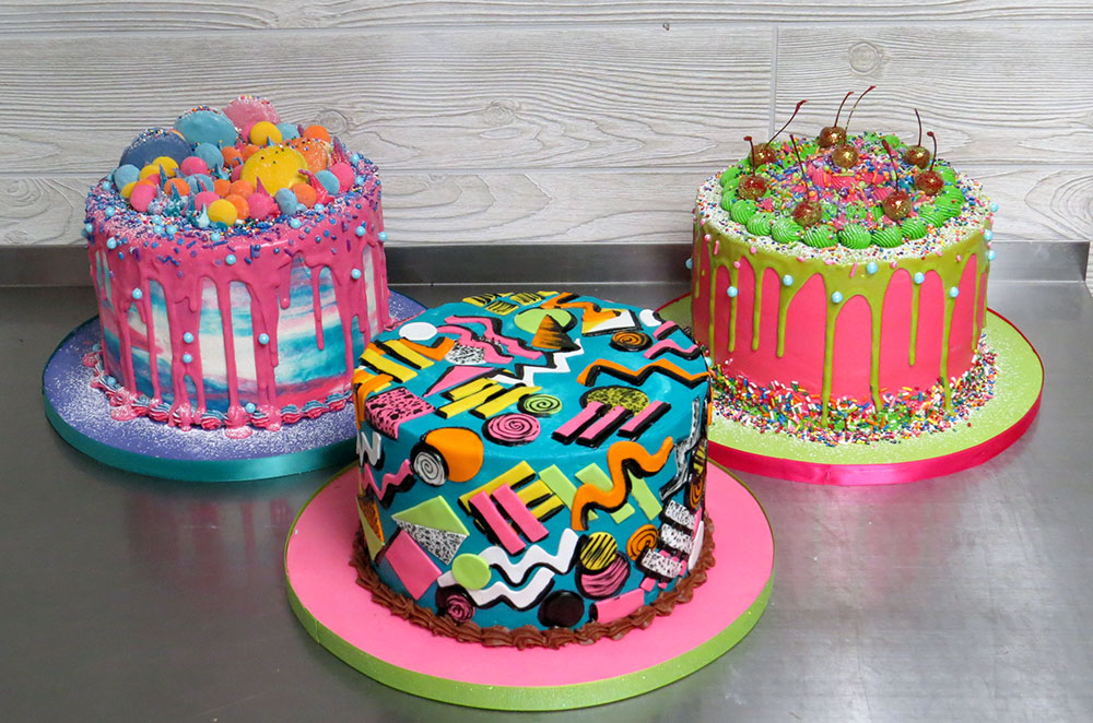 Neon Fun Drizzle Sprinkles Cakes