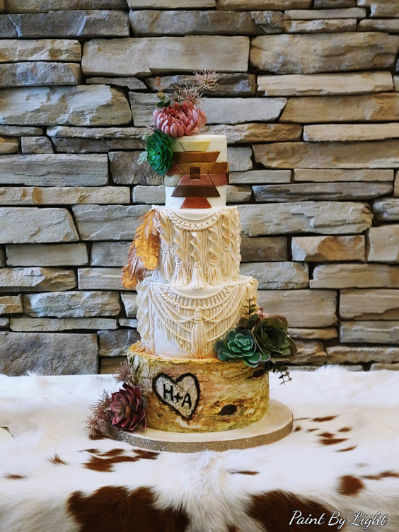 Elegant Southwest Macrame Wedding Cake