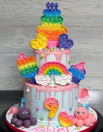 Pop-It Fidget Rainbow Cake