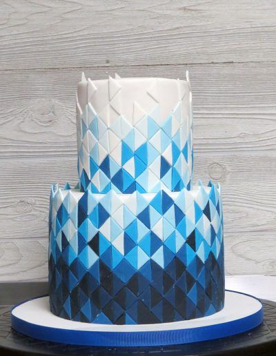 Blue Ombre Geometric Design Cake