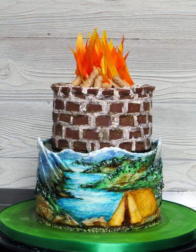 Camping Outdoors Firepit Cake
