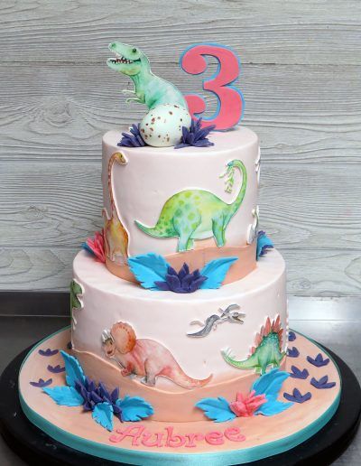 Pastel Dinosaur Birthday Cake