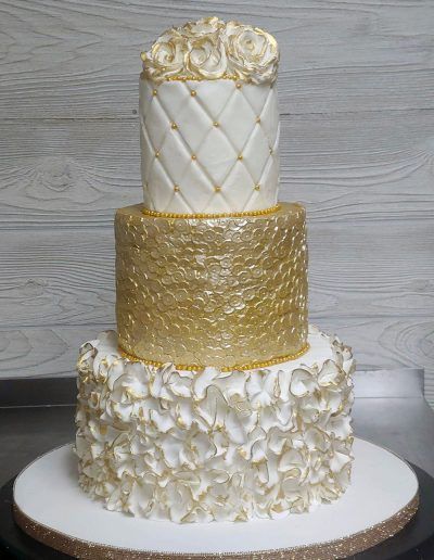 Gold Ruffle Bridal Shower Cake