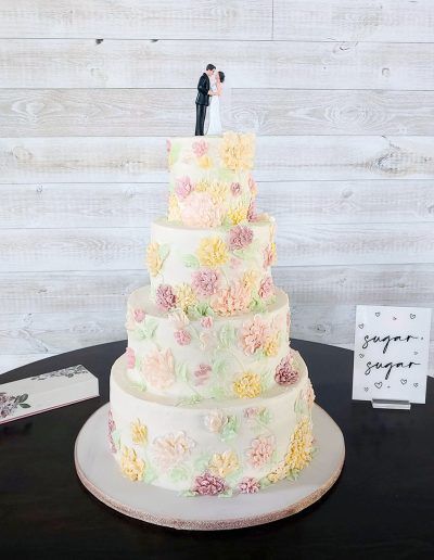 Painted Buttercream Floral Wedding Cake