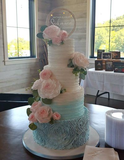 Pale Blue Ombre Buttercream Wedding Cake