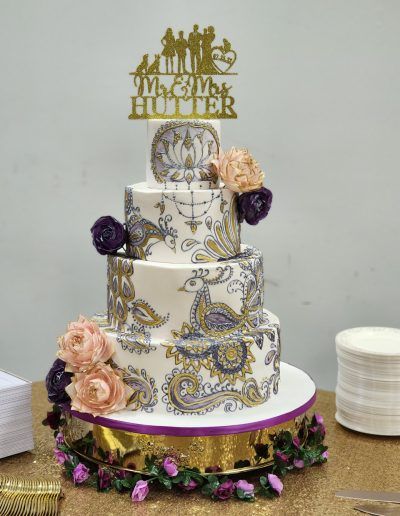 Purple Henna Lotus Wedding Cake