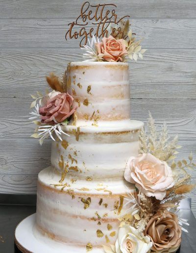 Rustic Blush and Gold Wedding Cake