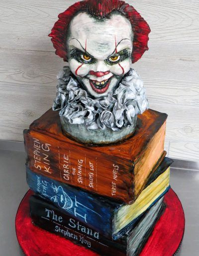 Stephen King Books and IT Clown Cake
