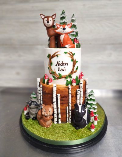 Woodland Animals Baby Shower Cake